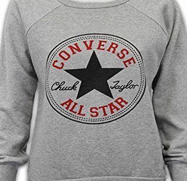 BusyBug NEW LADIES WOMENS CONVERSE ALL STAR PRINT SWEATSHIRT JUMPER TOP 8-14 (M/L, grey)