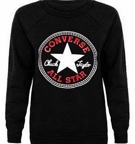 BusyBug NEW LADIES WOMENS CONVERSE ALL STAR PRINT SWEATSHIRT JUMPER TOP 8-14 (S/M, black)