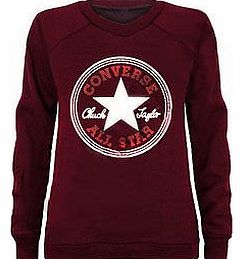 BusyBug NEW LADIES WOMENS CONVERSE ALL STAR PRINT SWEATSHIRT JUMPER TOP 8-14 (S/M, wine)