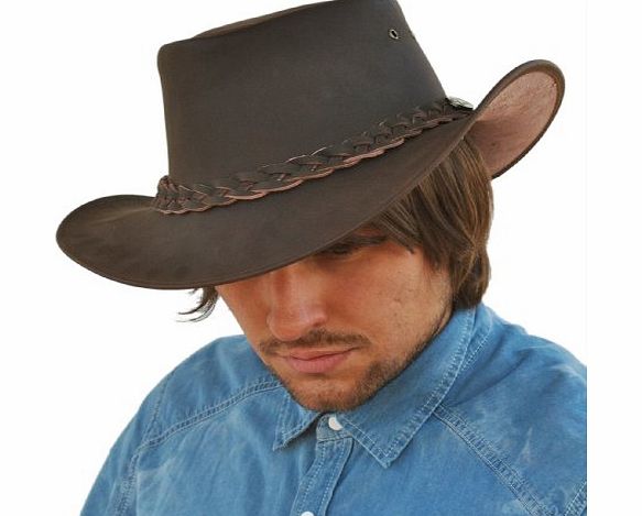 BUTE HAT COMPANY LEATHER AUSTRALIAN BUSH HAT (59CM LARGE 7 1/4)