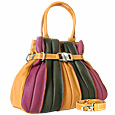 Tulip - Multi-color Leather Buckled Strap Tote