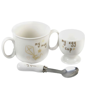 Button Corner Baby Ceramic Breakfast Set Mug Egg