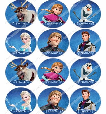 12 x PRE-CUT Disney Frozen Edible Cake Toppers - Premium Wafer Paper