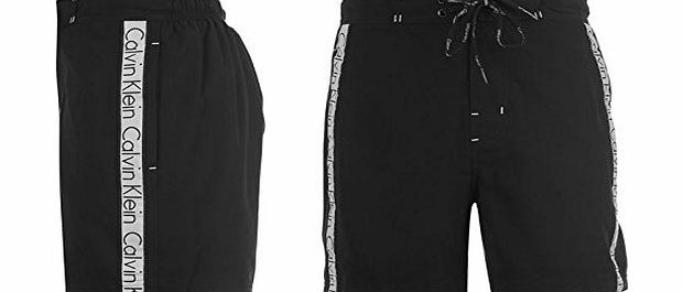 Calvin Klein Mens Surf Shorts Swimming Board Beach Drawstring Zip Fasten Comfort Black L