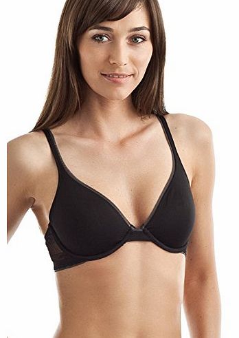 Calvin Klein Underwire T-Shirt Bra with Lace, F3367, Unpadded (UK 32A EU 70A FR 85A, Black)