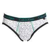 White Printed Logo Hip Briefs