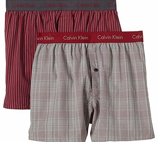 Calvin Klein Woven Slim Fit 2pk Boxers - Archie Stripe - Ashford Grey