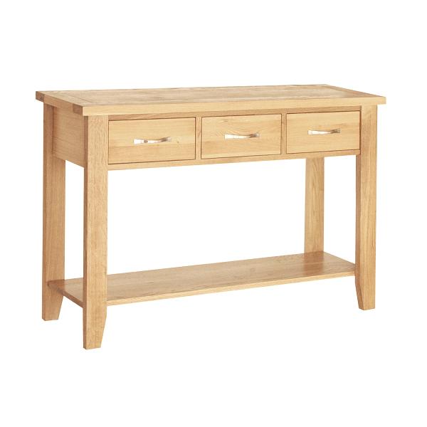 cambridge Oak 3 Drawer Console Table