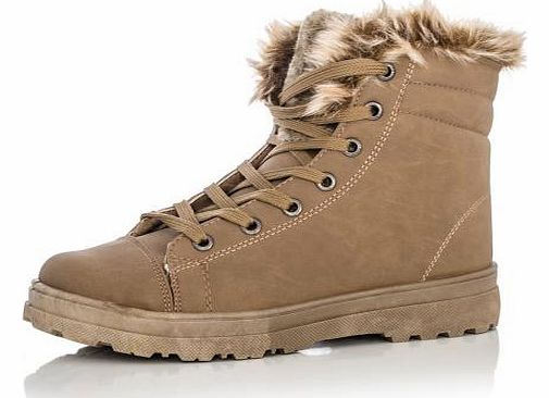 Faux Fur Trim Lace Up Boots