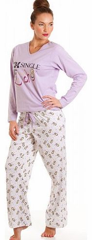 Womens Ladies Im Single If Youre Rich Lilac Cotton Pyjama Set 8-18 8/10