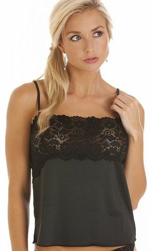 Womens Ladies Luxury Black Camisole Lace Trim Vest Top 10-22 10