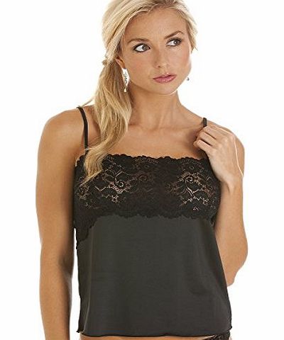 Camille Womens Ladies Luxury Black Camisole Lace Trim Vest Top 10-22 12