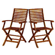 Hardwood Folding Armchairs, Pack Of 2