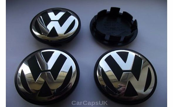 VOLKSWAGEN 65mm Alloy wheel centre caps x4