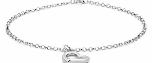 Carissima 9ct White Gold Round Belcher Heart Charm Bracelet 19cm