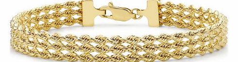 Carissima 9ct Yellow Gold 3 Strand Rope Bracelet 18cm/7``