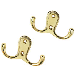 Twin Robe Hook - Brass