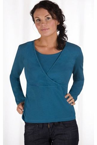 Carriwell Kaj Long Sleeve Nursing and Maternity Top (Large, Petrol Blue)