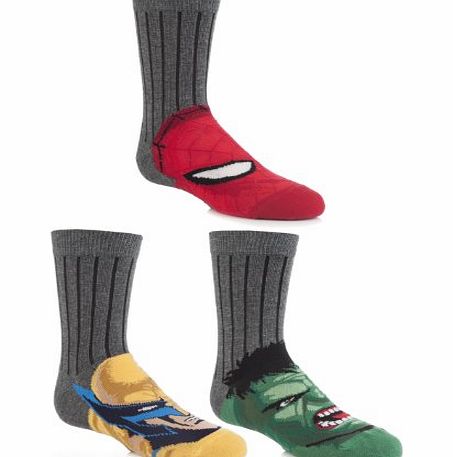 Cartoon Heroes Marvel Heroes School Socks - 4-6.5 Kids - Grey