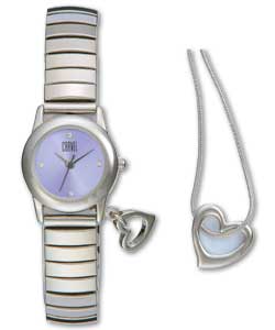 Carvel Ladies Chrome Colour Expander Watch