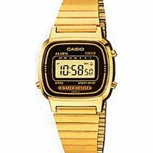 Casio Ladies Black Dial Gold Plated Digital