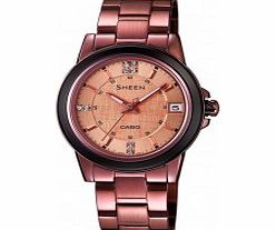 Casio Ladies Sheen Rose Gold Steel Bracelet Watch