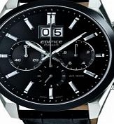 Casio Mens Edifice Neo Brite Black Leather Strap