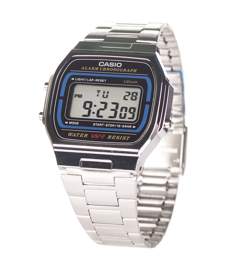 Casio Retro Silver And Black Watch A164WA-1VES from