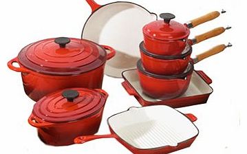 Cast Iron Cookware 8 Piece Red