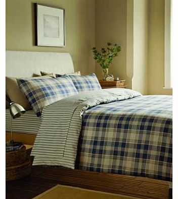 Catherine Lansfield Tartan Stripe Navy Fitted Sheet - Kingsize