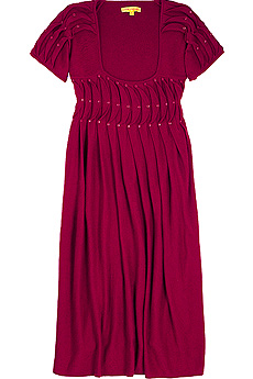 Wave pleated knit dress