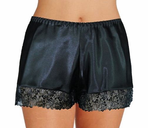 CATTYBS Satin French Knickers Black Medium 10/12