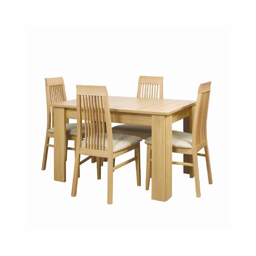 Huxley Oak Dining Set with 6 Beige Slat