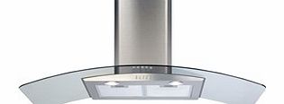 CDA ECP102SS Curved Glass 100cm Chimney Hood in