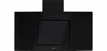 CDA EVA90BL 90cm Angled Cooker Hood Black Glass