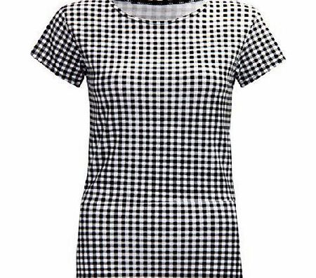 CELEB LOOK W23 NEW WOMENS CHECK TARTAN TANK TOP LADIES STRIPED T-SHIRT IN SIZE 08-14 (M/L(UK12-14), BLOCK PRINT)