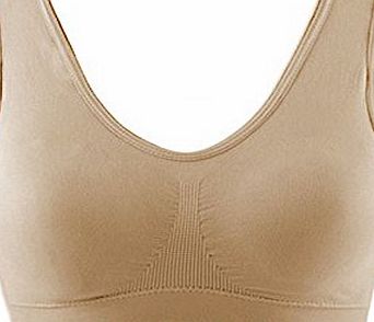 CellDeal New Womens Ladies Seamless Crop Top Comfort Bra Sports Vest Stretch Shapewear 6 Size Multi-Colour White XXXLarge