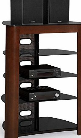 Centurion Supports Zinnia 5-Shelf Gloss Black with Walnut Facia Flat Screen TV / Hi-Fi / AV Rack Glass Stand