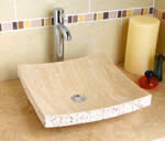 Granite Travertine Freestanding Square Shallow Basin