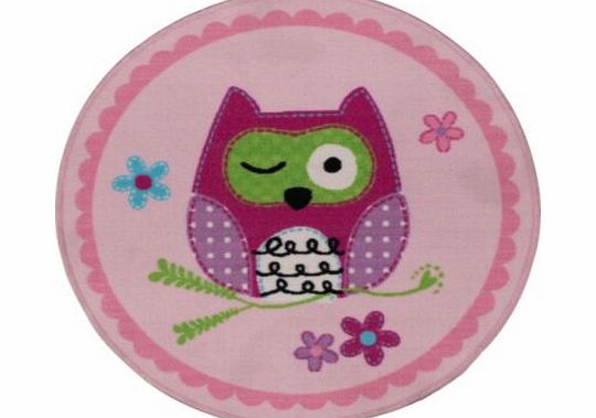 Chad Valley Owl Kids Rug - 80cm Diameter - Pink