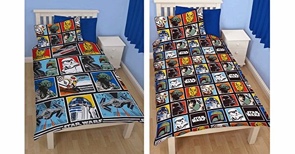 NEW OFFICIAL STAR WARS FORCE SINGLE DUVET REVERSIBLE QUILT COVER KIDS BOYS ROTARY BEDDING SET REVERSIBLE DUVET PILLOW COVER SET (SWF1)