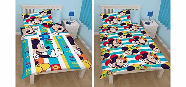 OFFICIAL DISNEY WORLD MICKEY MOUSE BOO BOYS REVERSIBLE SINGLE DUVET PILLOW COVER SET - Children Reversible Single Bed Set Duvet Pillowcase (MMB1)