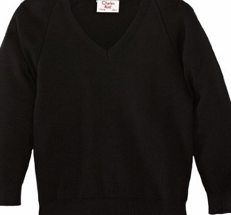 Charles Kirk Coolflow V Neck Unisex Boys and Girls School Jumper Black C36 IN