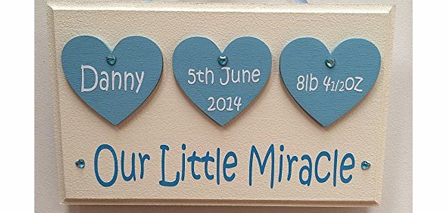 Charms4you Personalised Newborn Baby Boy Plaque - Handmade wooden keepsake plaque