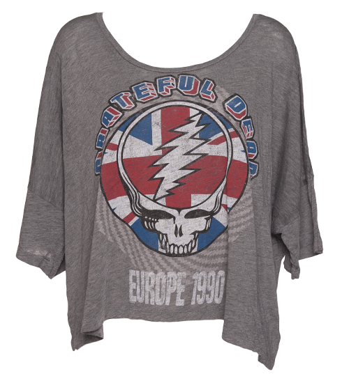 Ladies Grey Marl Slouchy Grateful Dead T-Shirt