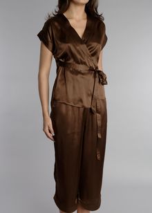 Chocolate Silk kimono pj set