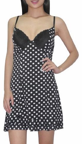 Chemise Womens Padded Underwired Bra Chemise Intimate Apparel - Black 