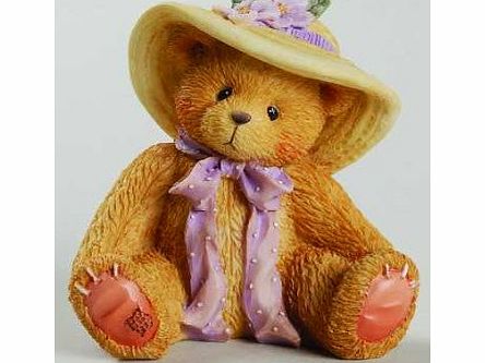 Cherished Teddies CHRISTY - BEAR WITH STRAW HAT amp; BLUE FLOWERS FIGURINE