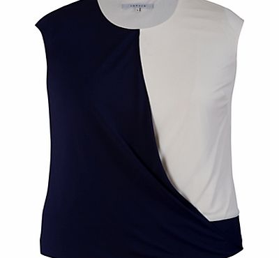 Chesca Trim Drape Jersey Top, Navy/Ivory