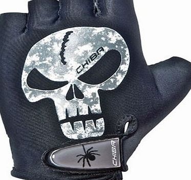 Chiba Boys Fingerless Cycle Gloves / Mitts. Spider or Skull 2013 (Skull, Small)